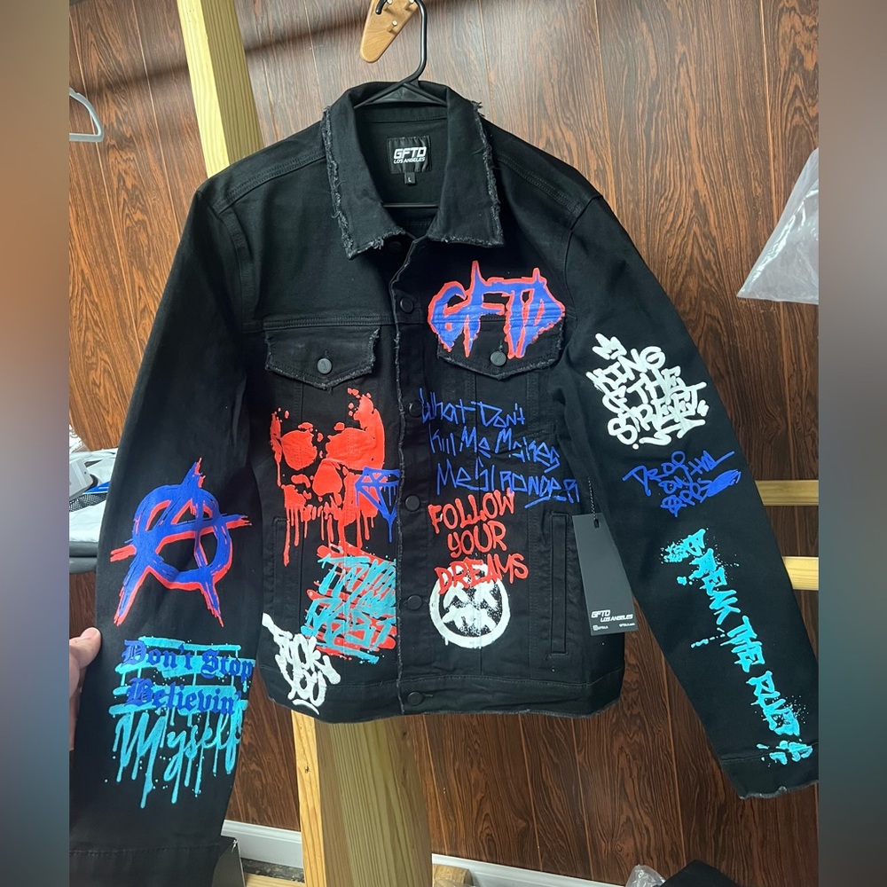 GFTD LA BLACK DENIM JACKET LARGE